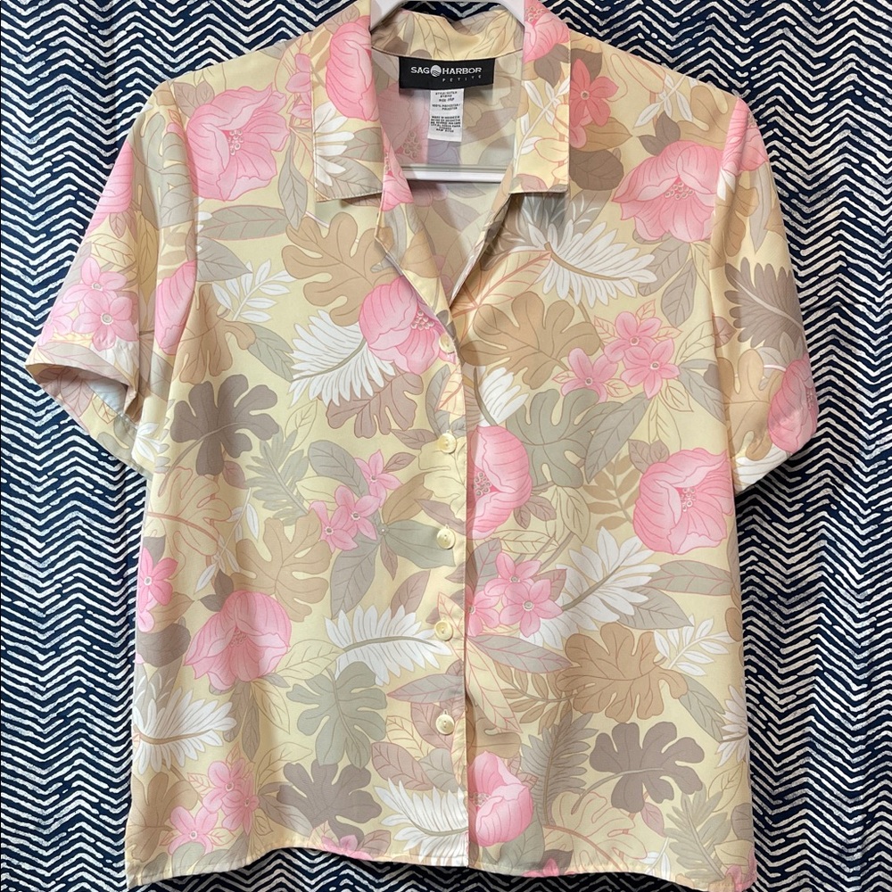 Sag Harbor Pink and Beige Floral Blouse